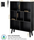 YAHARBO Black Bookshelf,3 Tier Modern Bookcase with Legs,Bookshelves Wood Storage Shelf, Open Book Shelves Cube Organizer,Freestanding Short Bookcases