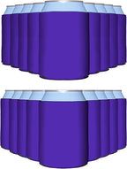 PartyPrints 25 Pack Purple Blank Can Cooler Sleeves, Customizable Bulk Insulated Foam for Beer, Collapsible Plain Drink Holder, Cold Soda Insulator, 12oz Regular, 16oz Tall Cans