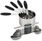 XSNBRD Magnetic Measuring Cups and Spoons Set, 13-Piece | Stainless steel with silicone handles. Magnetic nesting for compact storage. Ideal for baking and cooking.（Black）