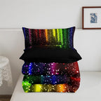 Abstract Ombre Comforter Set Kids Teens Colorful Bedding Set Decor Red Blue Green Yellow Comforter Room Decor 3Pcs Queen Size