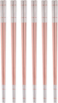 Reusable Stainless Steel Chopsticks,Dishwasher Safe , Easy to Use(6 PCS,Rose gold)