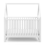 Storkcraft Orchard 5-in-1 Convertible Crib (White) – GREENGUARD Gold Certified, Canopy Style Baby Crib, Converts from Crib to Toddler Bed, Daybed and Full-Size Bed, Fits Standard Crib Mattress