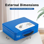 KYODOLED Blue Safe Box with Digital Keypad Lock, Lock Box with Code for Personal Items, Metal Security Box for Cash, Passport, Jewelry, Ideal for Home, Office, Garage Sale, 11.8'' x 9.4'' x 3.5''