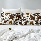 Cow Print Comforter Set King Size Cowhide Bedding Set for Boys Girls Man Women Bedroom Decor Brown Bull Cattle Skin Down Comforter Wildlife Fur Hair Farmhouse Animal Skin Duvet Set