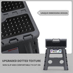 Delxo Folding Step Stool 13 inch Height Heavy Duty Foldable Step Stools for Adults and Kids,Kitchen Small Collapsible Fold Up Stepping Stool 1 Pack in Grey Dotted Texture