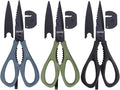 Kitchen Scissors All Purpose, Extra Sharp Kitchen Shears with Knife Sharpener & Sheath, Solid & Durable Stainless Steel Scissors with ANTI-RUST Black Titanium Plated, Dishwasher Safe – 3 Pack