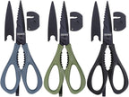 Kitchen Scissors All Purpose, Extra Sharp Kitchen Shears with Knife Sharpener & Sheath, Solid & Durable Stainless Steel Scissors with ANTI-RUST Black Titanium Plated, Dishwasher Safe – 3 Pack