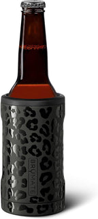 BrüMate Hopsulator Bott'l Insulated Bottle Cooler for Standard 12oz Glass Bottles | Glass Bottle Insulated Stainless Steel Drink Holder for Beer and Soda (Onyx Leopard)