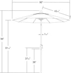 California Umbrella 7.5' Round Aluminum Market Umbrella, Crank Lift, Push Button Tilt, White Pole, Sunset Olefin