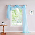 Warm Home Designs 55 x 216 Baby Blue Sheer Window Scarf. AM Baby Blue 216" | Extra Long Window Scarves Valances are Great As Wedding Arch Draping Fabric, Bed Canopy Or for Decorative Project.