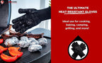 Grill Armor Oven Gloves with Fingers – Extra Long Cuff, 932°F Heat, Fire & Cut Resistant Mitts for BBQ, Grill, Cooking, Grilling, Baking & Smoker