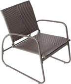 Mapleleaf 4 Pieces Rattan Patio Furniture Set, Outdoor Wicker Conversation Sofa Set, Rattan Chair and Glass Coffee Table for Yard, Pool or Backyard (Brown)