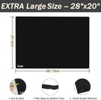 1.5MM Extra Thick Placemats Large Silicone Mat Heat Resistant Table Mat | 28" x 20" Kitchen Countertop Protector, Washable Place Mats Silicone Mats for Kitchen Counter Mat Table Mat, Black, Sapid