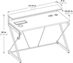 OSP Home Furnishings Emulator Battlestation Gaming Desk with RGB LED Lights, Black
