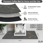 ZLR XXL Coffee Bar Mat for Barista Workstation, 20"x24", Marble Gray | Pro Home Cafe Station, Absorbent Dish Drying Mat, Stain-Hiding Top, Fits Multi-Appliance, Cup Display & Knock Box