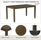 6-Piece Dining Table Set with Bench and Chairs - Solid Wood Kitchen Dining Room Table Set in Farmhouse Rustic Style, Table Set for 6 with 4 Chairs and Bench Seat.(Dark Walnut_Large)