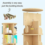 Gdrasuya10 2 Tier Rotating Bookshelf with Legs, Small Rotating Bookshelf Wood Revolving Bookcase Book Organizer Book Display Shelves Storage for Living Room Bedroom Study Room