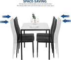 FDW Dining Table Set Dining Room Table Set for Small Spaces Kitchen Table and Chairs for 4 Table with Chairs Home Furniture Rectangular Modern (White Marble)