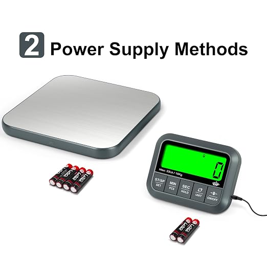 QP Wireless Food Scale, 33lb/0.04oz Digital Kitchen Scale, Meat Scale with Timer Function, 9 Units, Tare/Hold/PCS Function, Auto Off, LCD Display, Digital Food Scale for Cooking, Baking, Postage