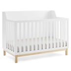 Delta Children Gap babyGap Oxford 6-in-1 Convertible Crib - Greenguard Gold Certified, Bianca White/Natural & Gap babyGap Legacy 3 Drawer Dresser with Leather Pulls, Navy/Natural