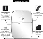 ANDY STAR Black Oblong Mirror, 32x40 Inch Black Oval Mirror for Bathroom with Stainless Steel Metal Frame, Wall Mouned for Bathroom, Living Room, Entryway