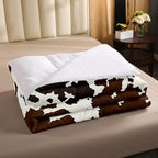 Cow Print Comforter Set Queen Size Cowhide Bedding Set for Boys Girls Man Women Bedroom Decor Brown Bull Cattle Skin Down Comforter Wildlife Fur Hair Farmhouse Animal Skin Duvet Set
