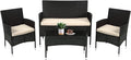 FDW Patio Furniture Set 4 Pieces Outdoor Rattan Chair Wicker Sofa Garden Conversation Bistro Sets for Yard,Pool or Backyard