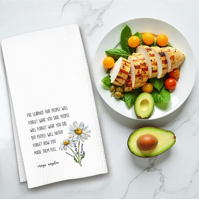 Inspirational Kitchen Hand Towel, Hostess Gift for Women, Christian Quote Waffle Weave Towel, Faith Decor Accent for Kitchen or Bathroom