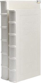 Decorative White Faux Leather Wooden Book Box for Home Decor, Cafe Table, and Bookshelf - Fashion Storage Box (YD-C105 L+S)