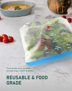 IDEATECH 18Pack Reusable Food Storage Bags, Reusable Freezer Bags Stand Up | Dishwasher Safe, Leakproof, BPA-Free Food Grade, Fridge and Freezer Safe Bags for Lunch Prep, Sandwiches, Snacks & Daily Use