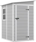 Patiowell 5x4 FT Outdoor Storage Shed, Resin Storage Shed with Floor & Lockable & Window Door for Patio Furniture, Garden Tools and Bicycle, White & Grey