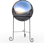 Lulu Decor, Silver Stainless Steel Gazing Mirror Ball Size 12 with Stand