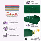 Midtown Umbrellas The Swilt 8 Feet Patio Umbrella in Sunbrella Forest Green Acrylic Fabric - Fiberglass Ribs, Auto-Tilt Aluminum Frame For Backyard, Deck, Garden, Pool - White Pole