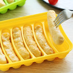 Silicone Sausage Mold, 3 Pcs Hot Dogs Silicone Mold DIY Ham Making Mould Baby Food Supplement Baking Tools, 6 Cavity Sausage Tray(Red)