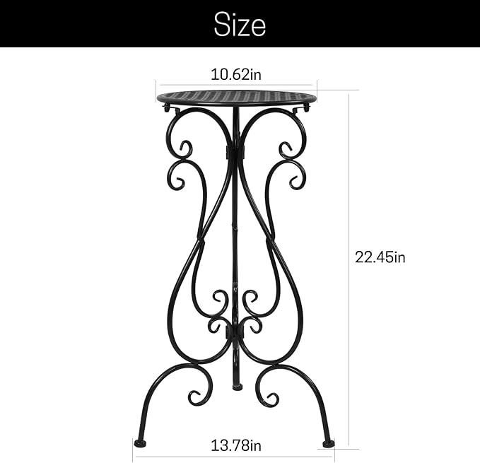Metal Plant Stands Indoor Outdoor, Heavy Duty Flower Pot stand 22.5 inch Tall, Planter Pedestal Holder Rack for Patio Garden Porch Corner House Deck, 2 Pack(Black)