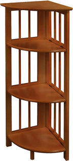Casual Home 3-Shelf Folding Stackable Bookcase and Casual Home 4-Shelf Corner Folding Bookcase Bundle