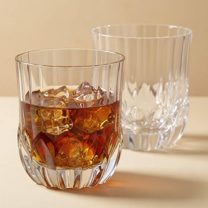Luxury Italian Restaurant Crystal Double Rocks Glass, 2-Piece Gift Box Set
