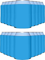 PartyPrints 100 Pack Robins Egg Blue Blank Can Cooler Sleeves, Customizable Bulk Insulated Foam Beer, Collapsible Plain Drink Holder, Cold Soda Insulator, 12oz Regular, 16oz Tall Cans