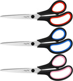 3-Pack 8.5" Ultra Sharp Stainless Steel Scissors - Premium All Purpose for Office, Crafts, Sewing, Home & School | Comfort-Grip Ambidextrous (Left & Right Handed)