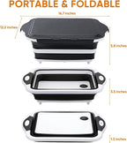 Collapsible BBQ Prep Tub with Lid, Foldable Camping Sink with Colander, Cutting Board, Dish Basin for Kitchen, Bowl, Vegetable and Fruit, Storage Basket for Picnic-Black