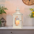 NEEDOMO Large Lanterns Decorative Indoor, 14'' Vintage Outdoor Lanterns with Clear Glass, Metal Candle Holder Lantern Rustic Farmhouse Shelf Decor for Indoor Outdoor Events Wedding and Party