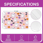 Feelyou Happy Halloween Placemats Set of 4 Cute Ghost Pumpkin Table Mats Orange Pink Place Mat for Kitchen Dining Table Party Decor Indoor Outdoor 18"x12" Non-Slip Easy to Clean Bats Pattern