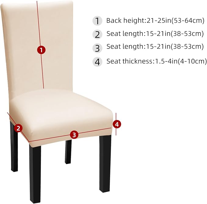 Fuloon 4 Pack Super Fit Stretch Removable Washable Short Dining Chair Protector Cover Seat Slipcover for Hotel, Dining Room, Ceremony, Banquet Wedding Party