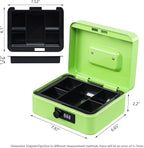 KYODOLED Cash Box with Combination Lock,Safe Metal Box for Money,Storage Lock Box with Money Tray,7.87"x 6.30"x 3.54" Limegreen Medium