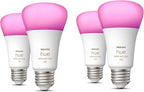 Philips Hue 75W A19 White and Color Ambiance LED Smart Color-Changing Bulb - Pack of 4 - E26 Indoor - Control with Hue App - Compatible with Alexa, Google Assistant, and Apple Homekit