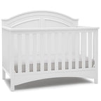 Delta Children Perry 6-in-1 Convertible Crib - Greenguard Gold Certified, Bianca White + Simmons Kids Radiant Sky Dual Sided Baby Crib Mattress and Toddler Mattress (Bundle)