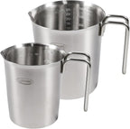 Newness 2-Pack Stainless Steel Measuring Cups Set, Metal Measuring Cup | (3 Marking Including Cup/ML/Oz Scale)(2 & 3 Cup) Metal Measuring Cup with Handle For Prepping, Baking and Cooking, Dishwasher