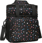 GLENKEY Expandable Lunch Box Cooler Bag - Insulated Soft Lunch Bag for Men Women - Large Lunchbox for Adults Work Camping Outdoor Travel Polka Dots 16L
