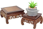 GOLDY&WENDY Solid Wood Ornaments Base Chicken Wing(Ji Chi) Wood Curved Feet Square Display Stand Practical Teapot Vase Bonsai Pedestal