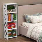 Small Bookcase - 5 Tier Small Bookshelves for Kids, Open Bookshelf, Book Storage Shelf Display Rack for Bathroom, Living Room, Bedroom, Office - White